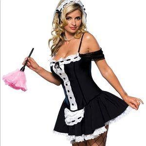 Satin Lace Dust Bunny Maid Cosplay Costume Dress